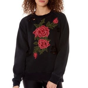 LF Emma & Sam Distressed Rose Patch Crewneck